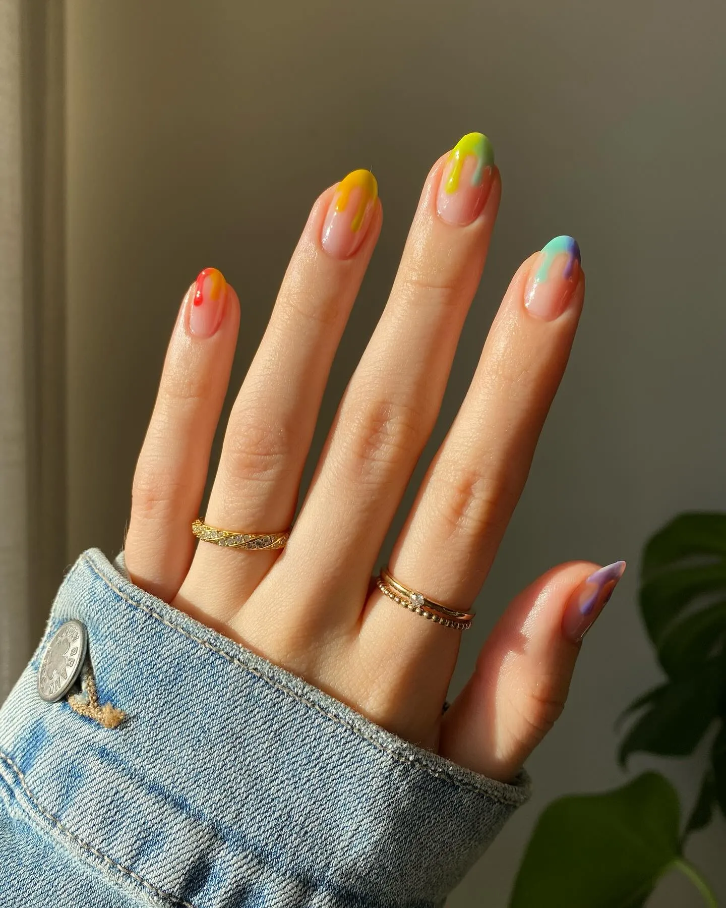 Rainbow French Nails