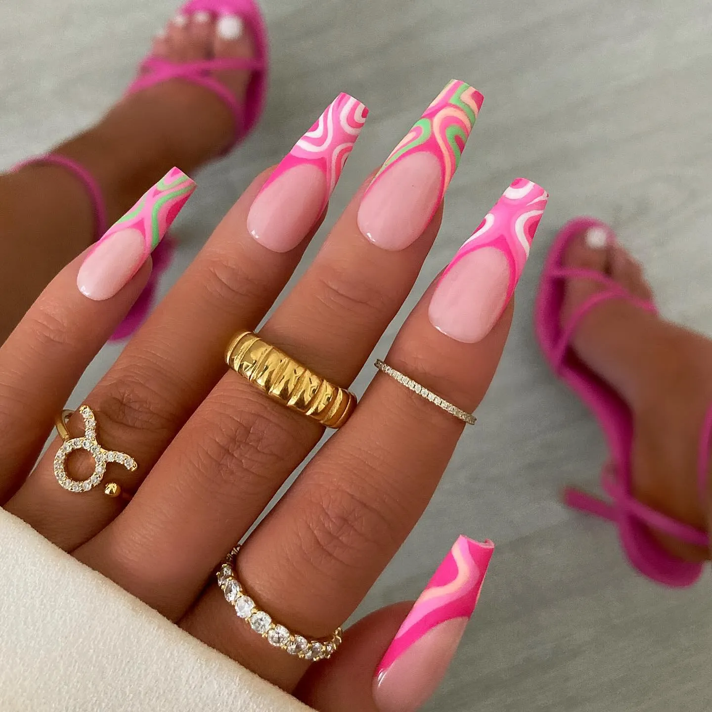 Bright Coffin Nails 