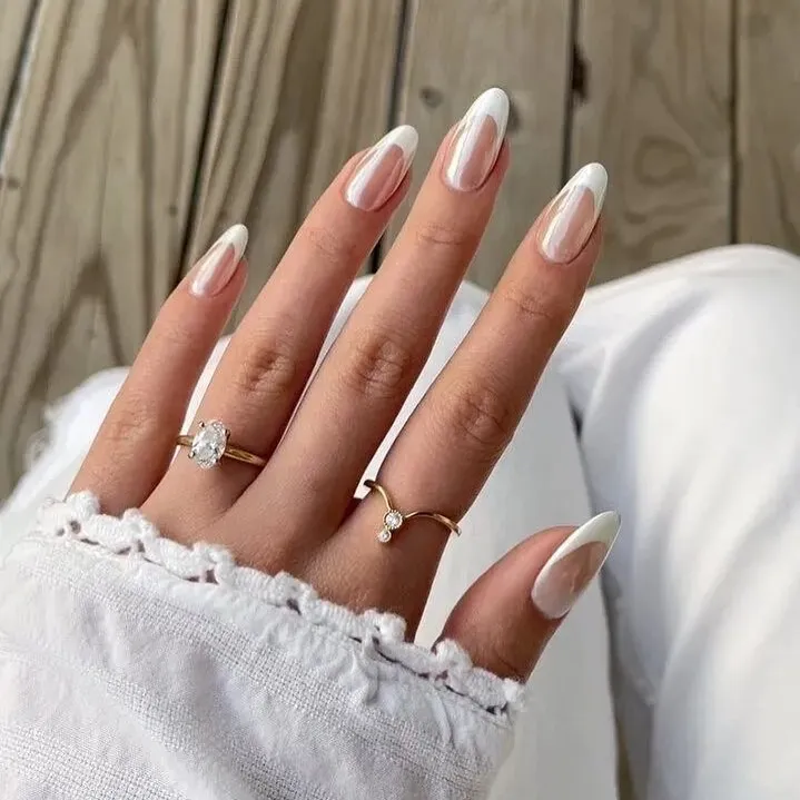 Chrome French Tip Nails