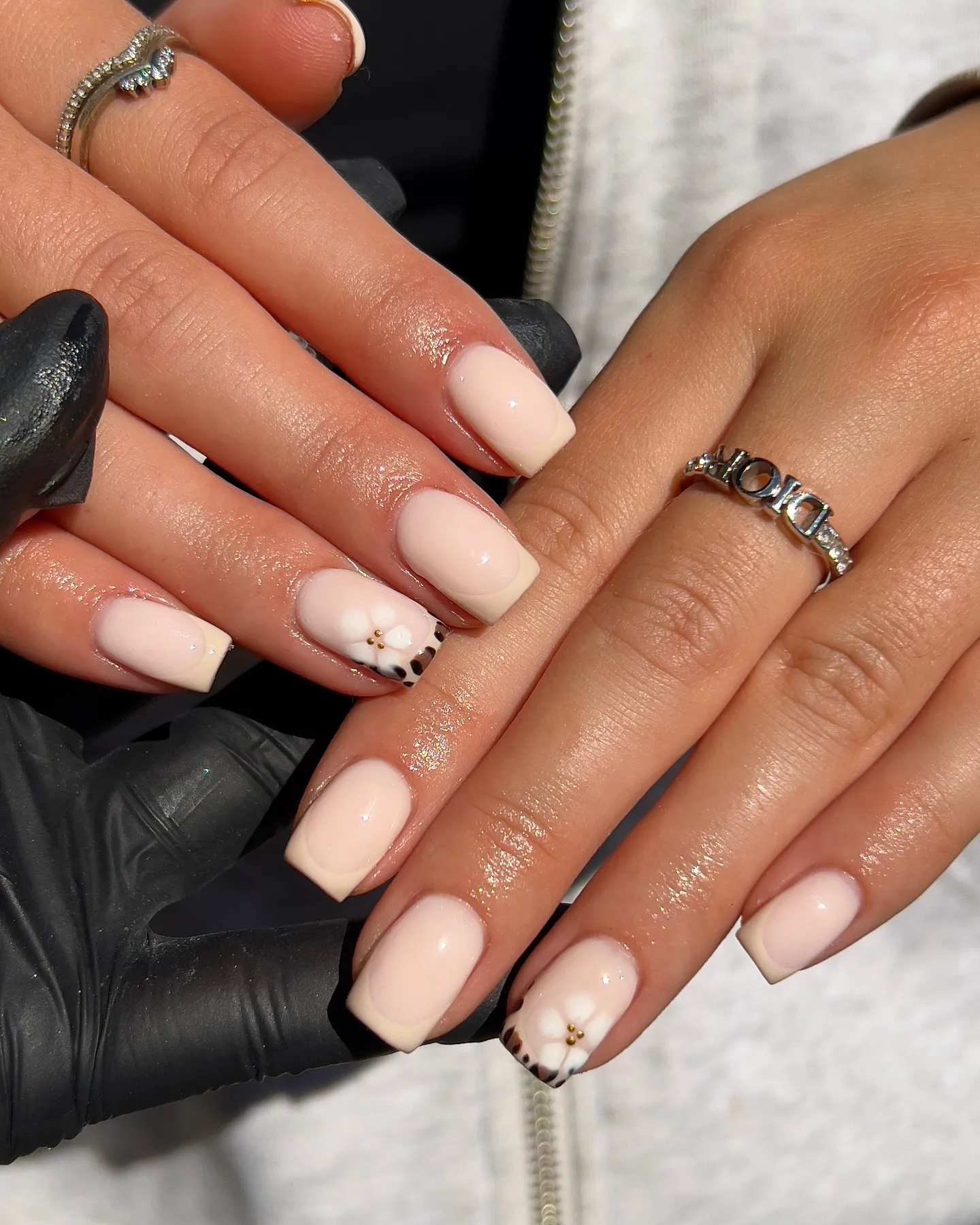 Nude And Brown French Tip Nails