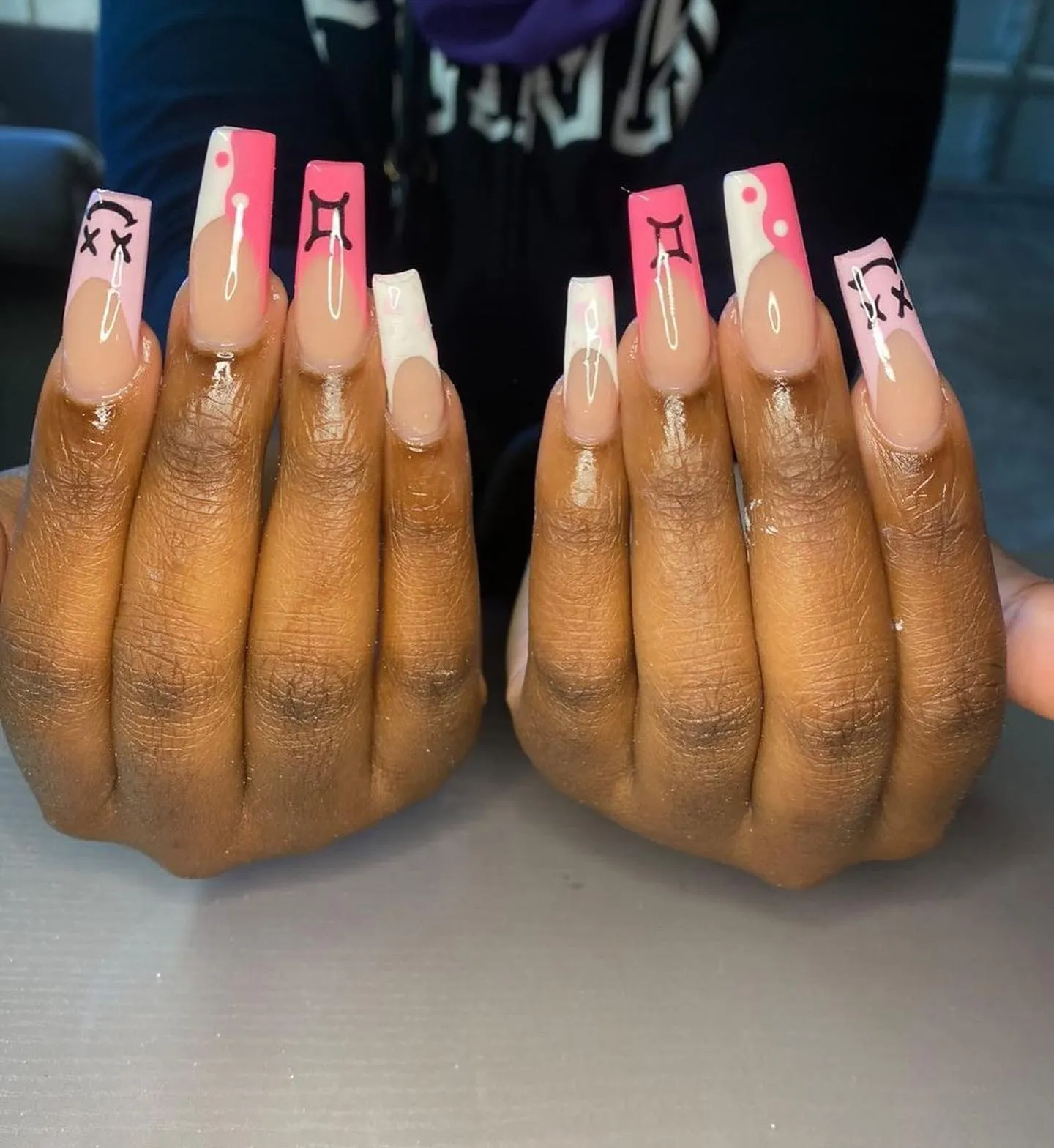 Pink Yin Yang Nails