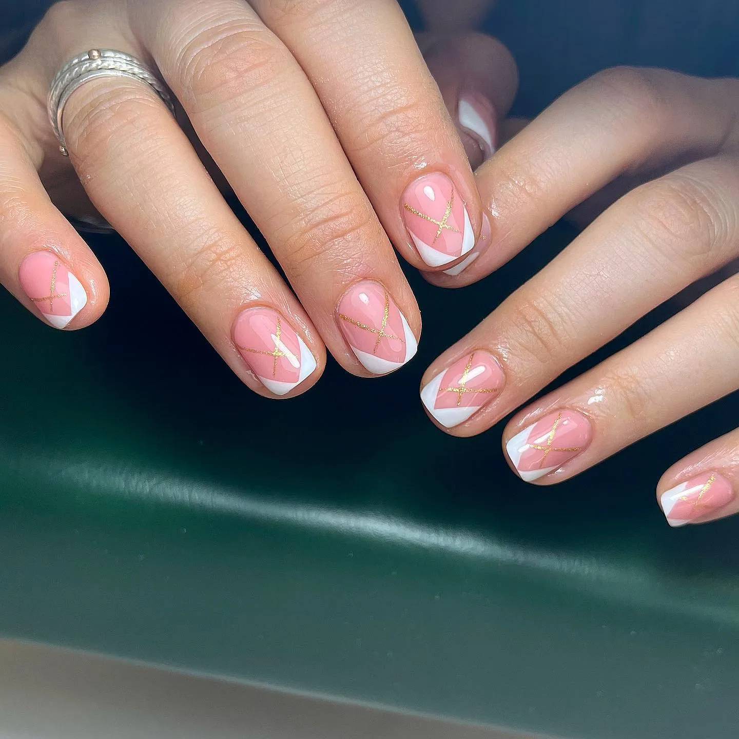 Chevron White French Tip Nails