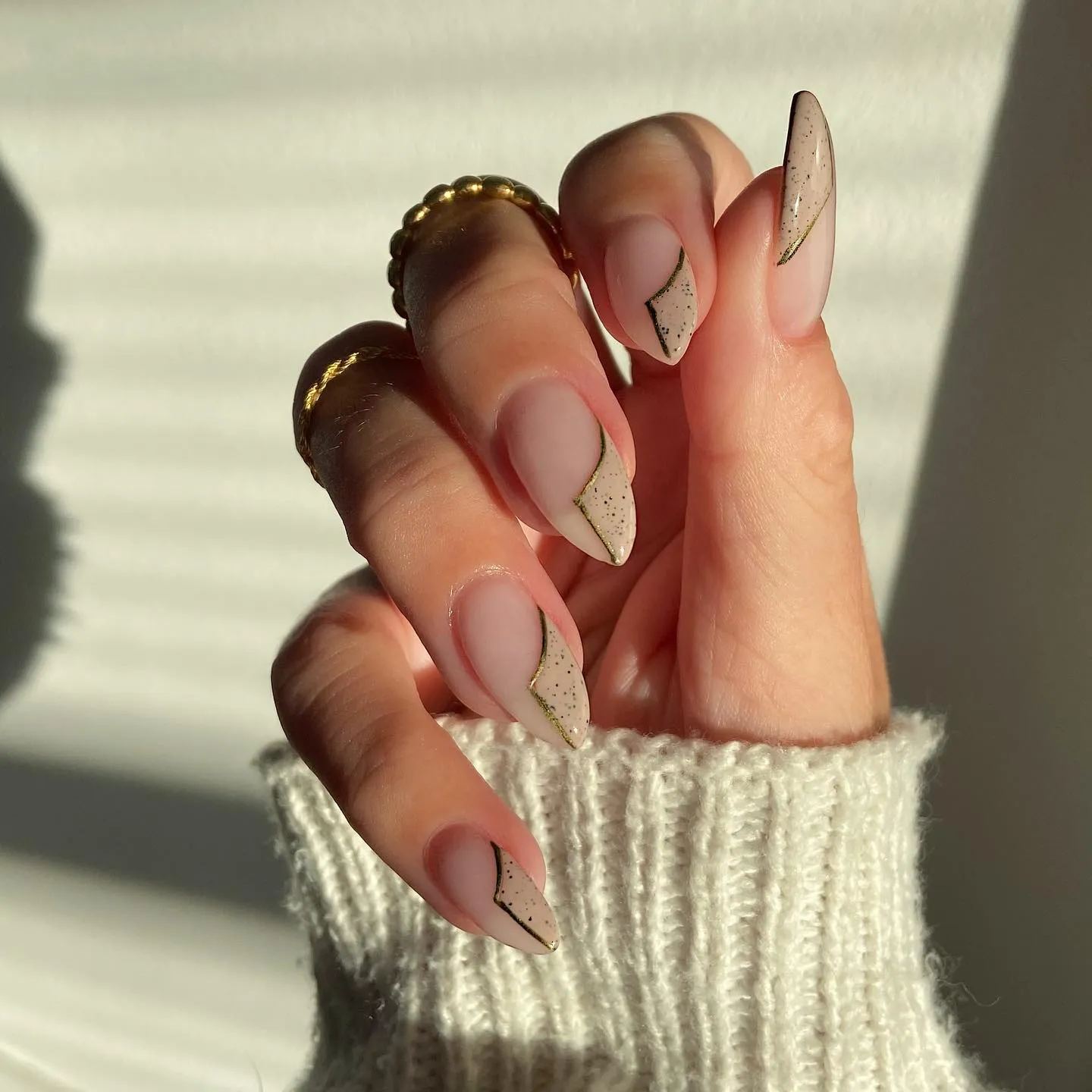 Speckle Neutral Fall French Manicure