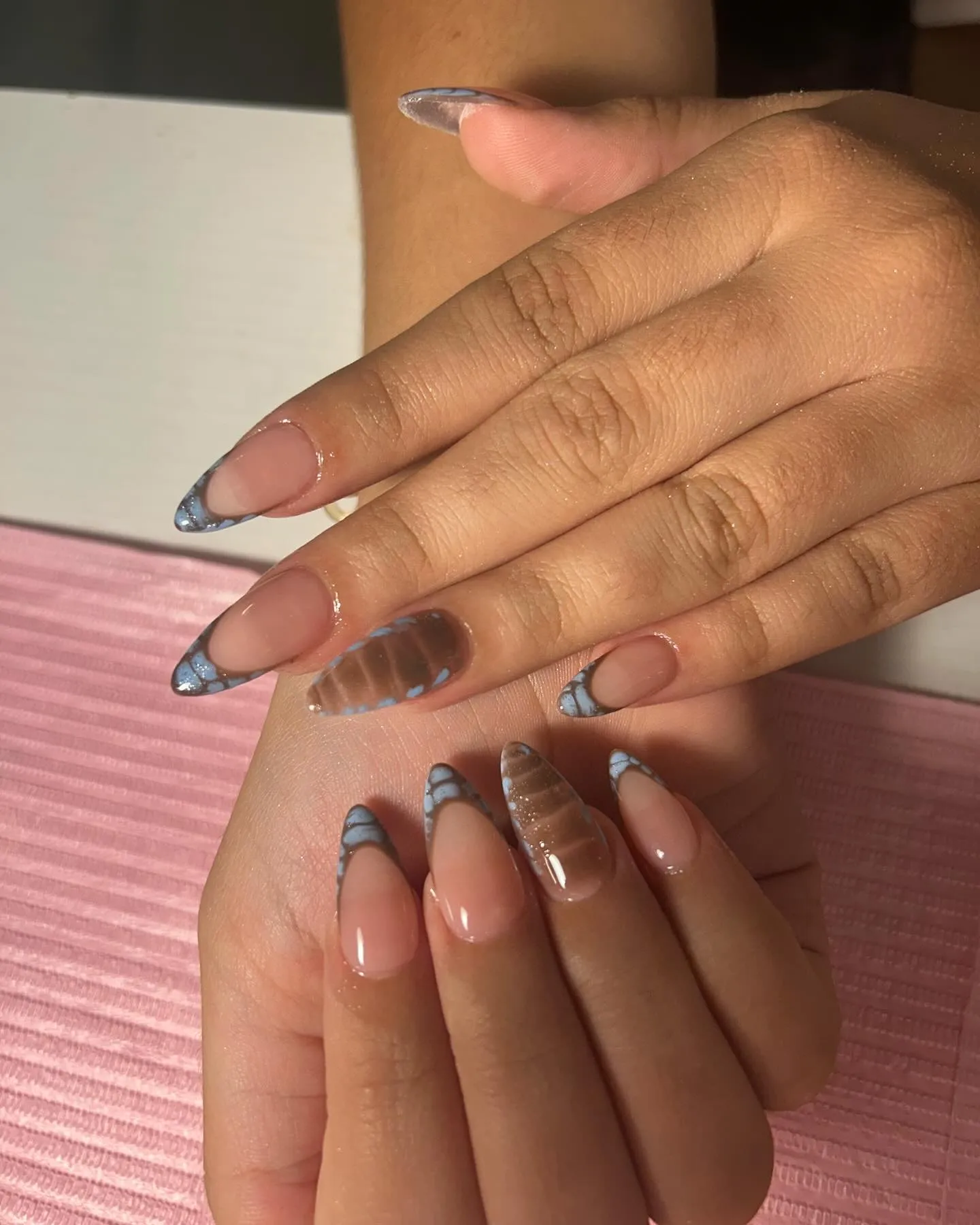 Taupe French Tip Short Nails