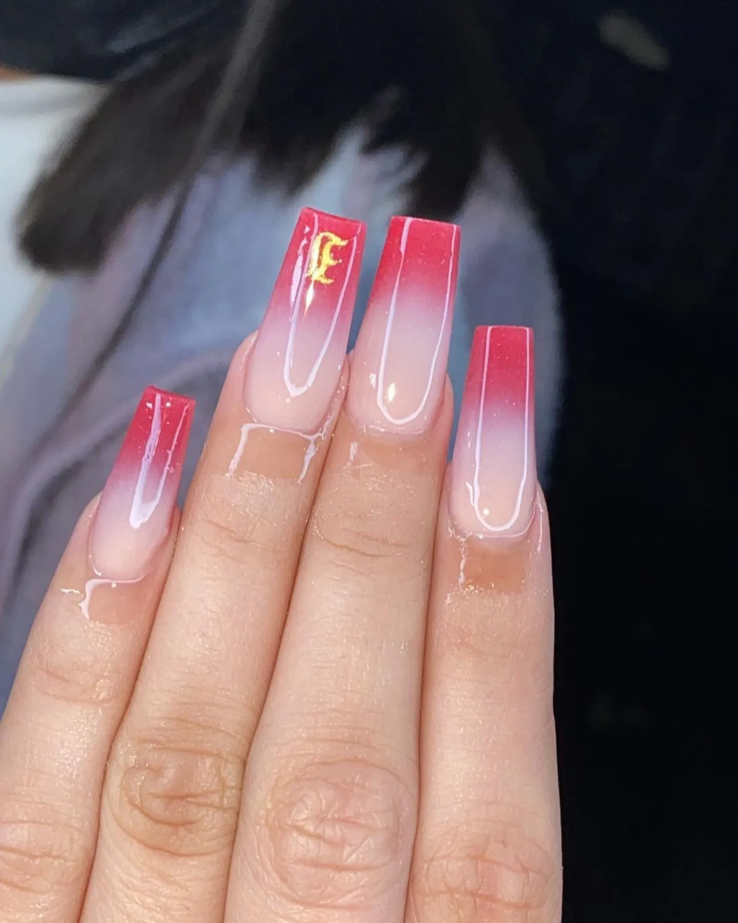 Red Ember Ombré Fall French Manicure