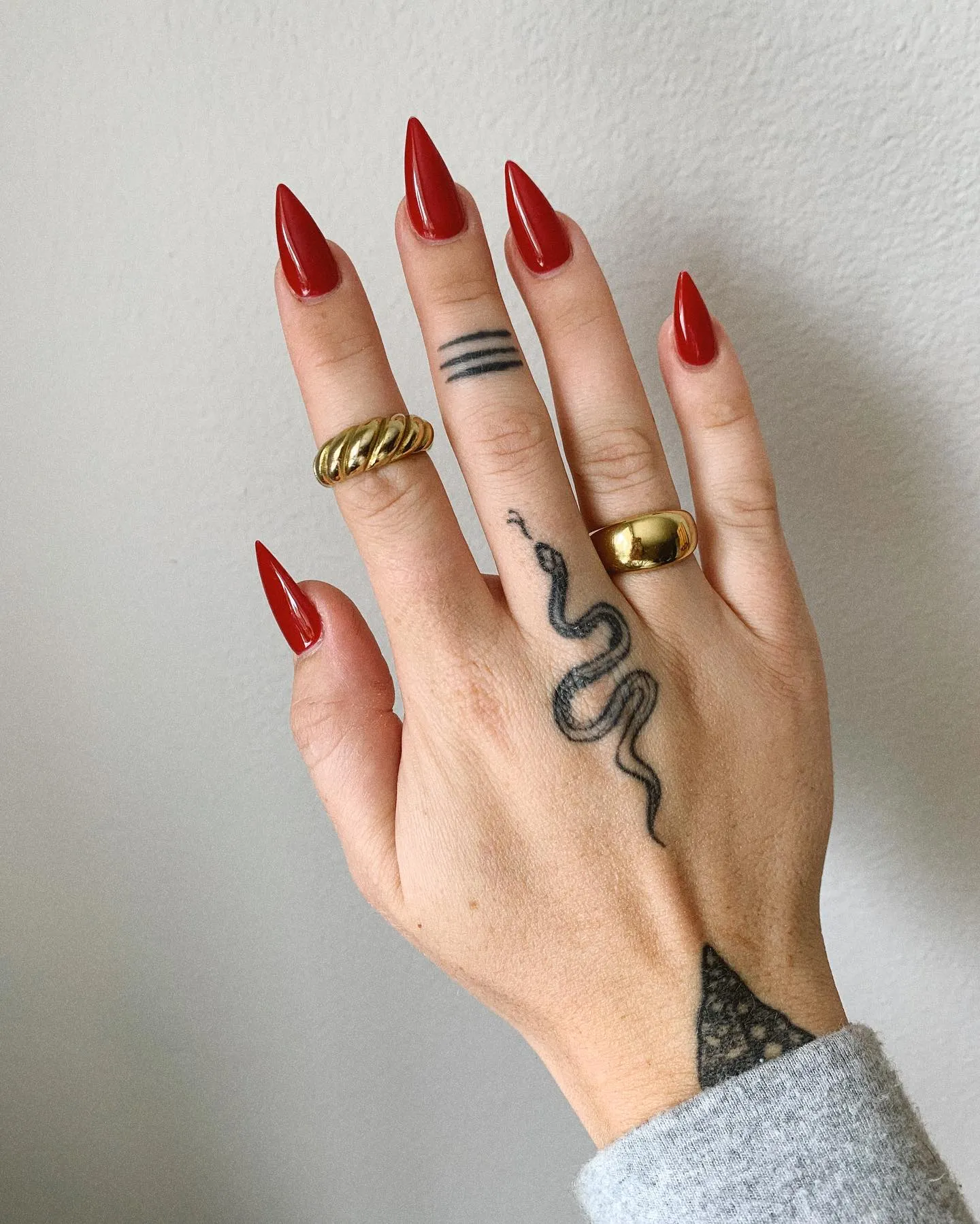Short Red Almond Nails