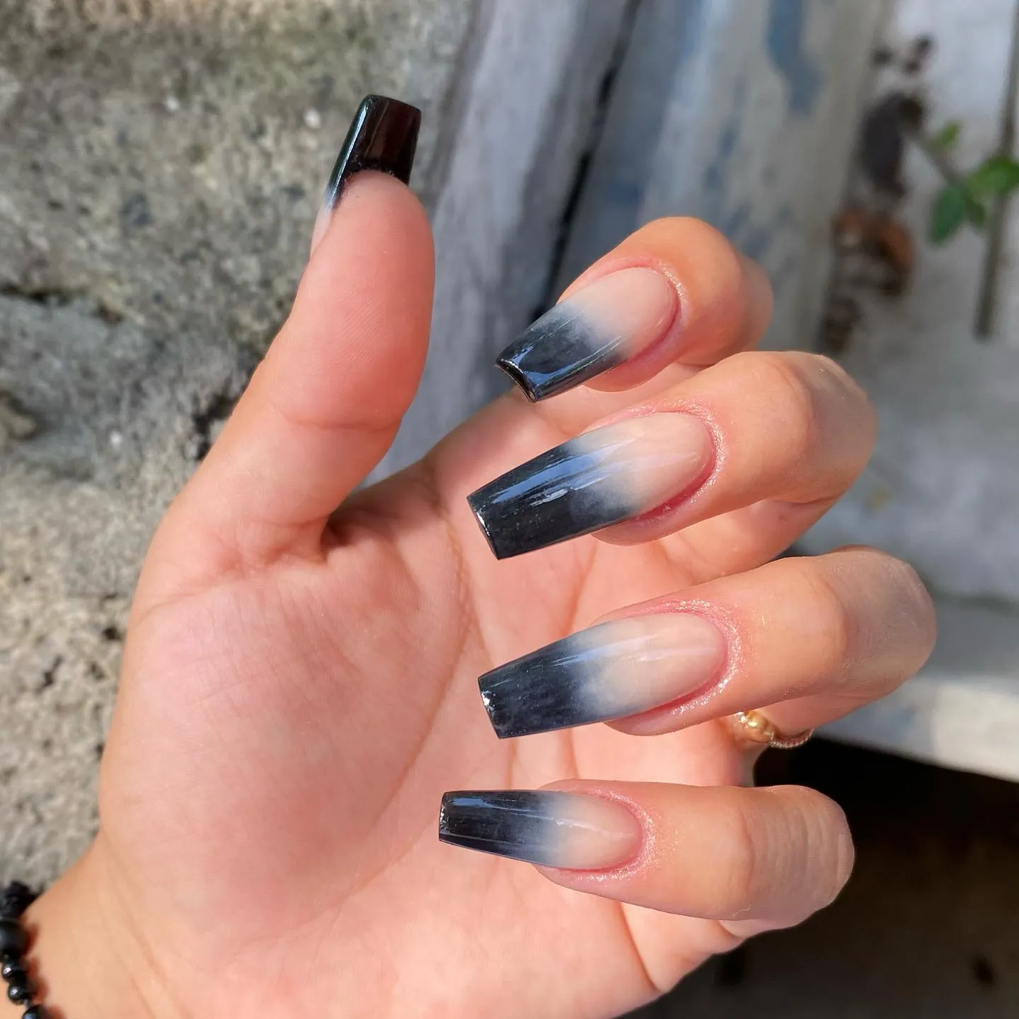 Ombre Black French Tip Nails