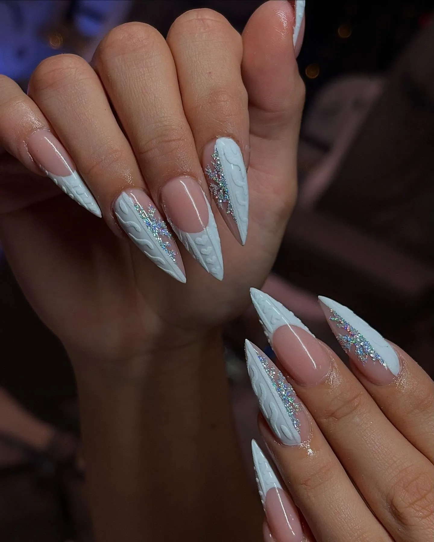 Textured White French Tip Nail