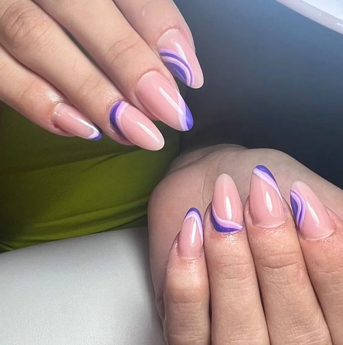 Geometric French Tip Nails