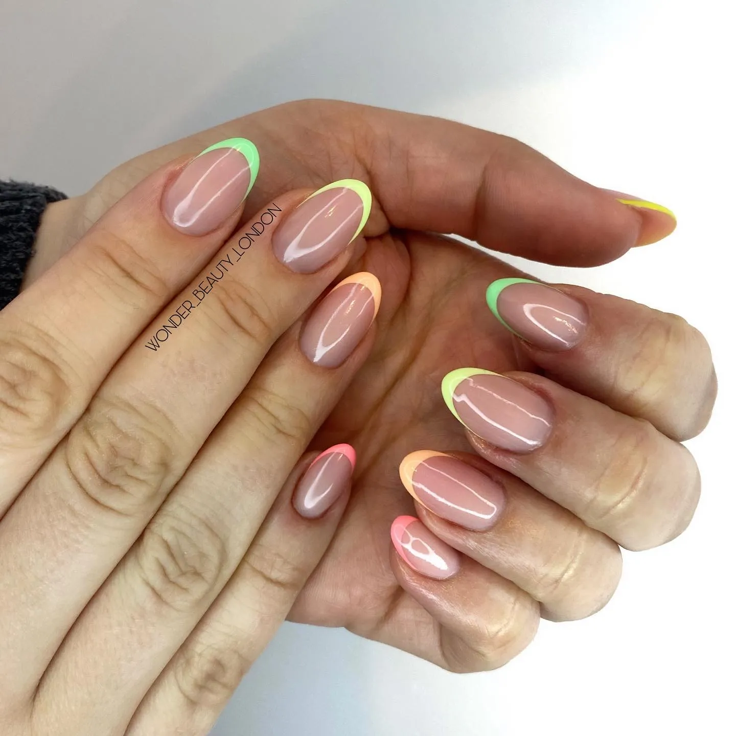 Neon Pink French Tip Nails