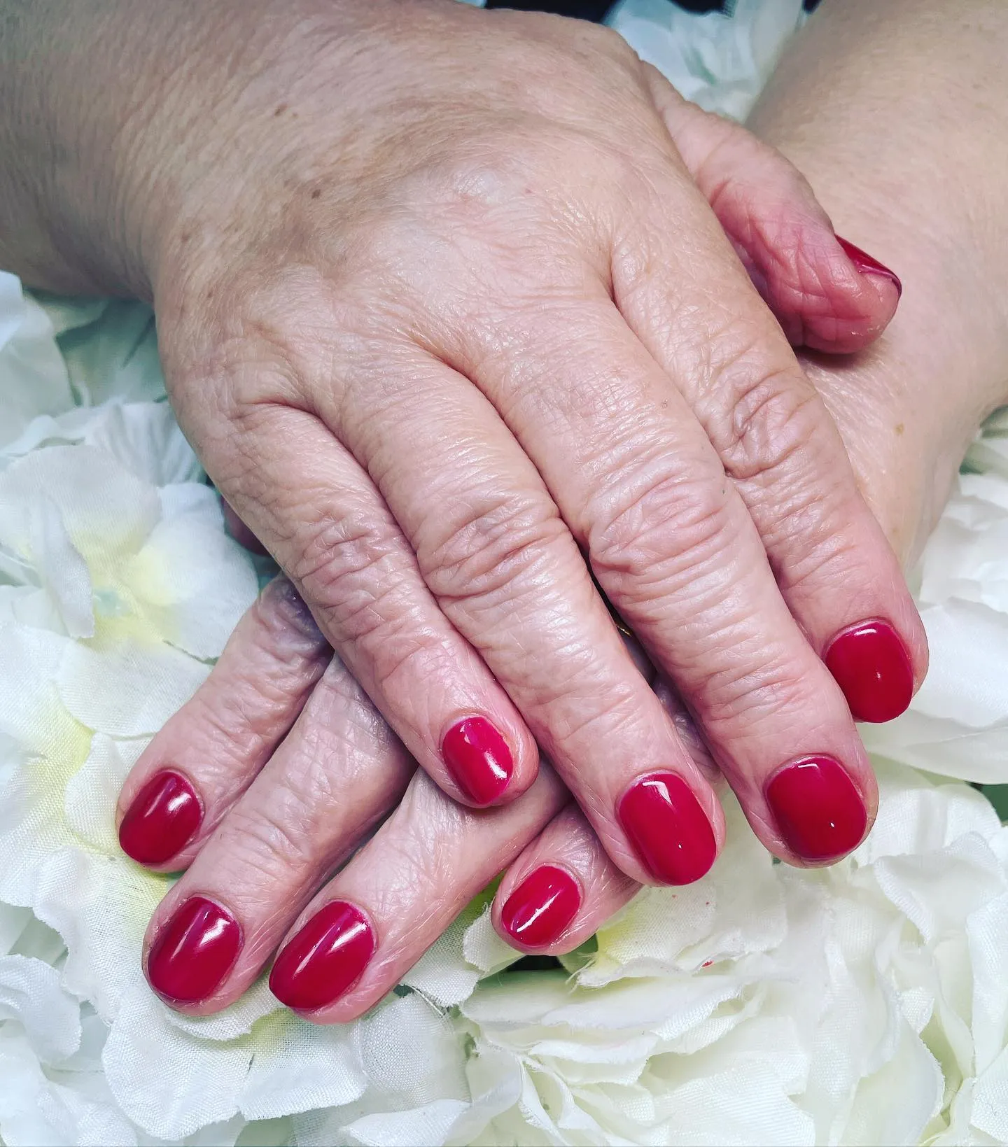 Raspberry Red Coffin Nails