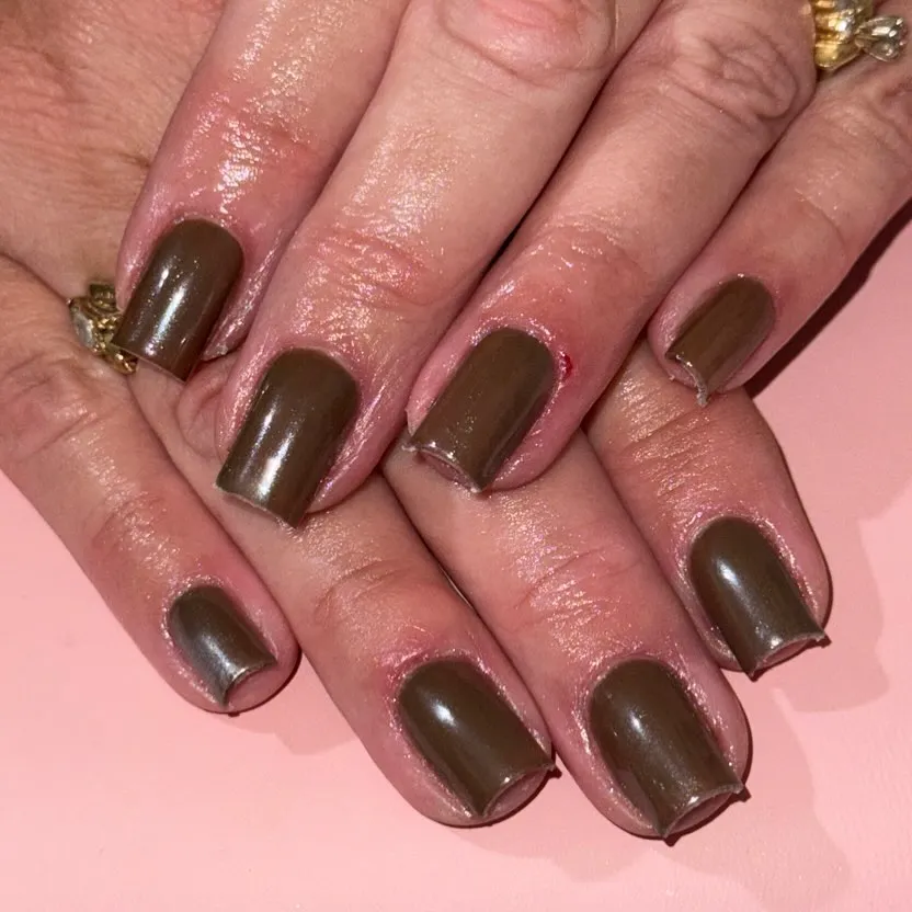Dark Chocolate Short Square Nails