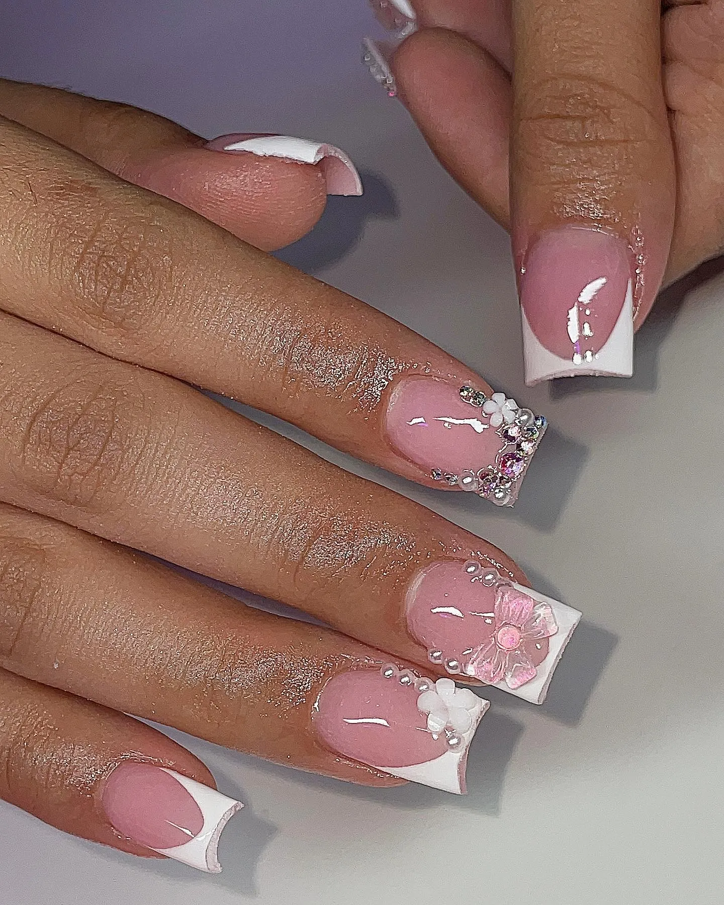 Metallic French Tip Nails