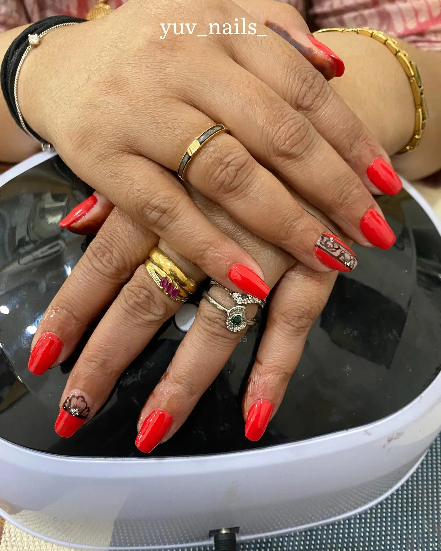 Vermillion Red Nails