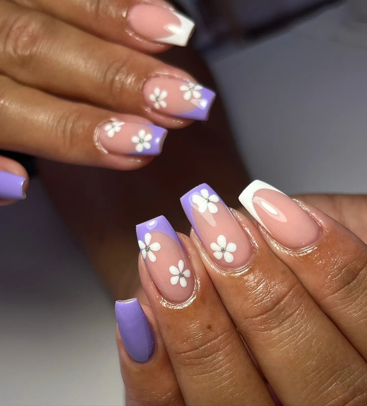 Floral French Nails