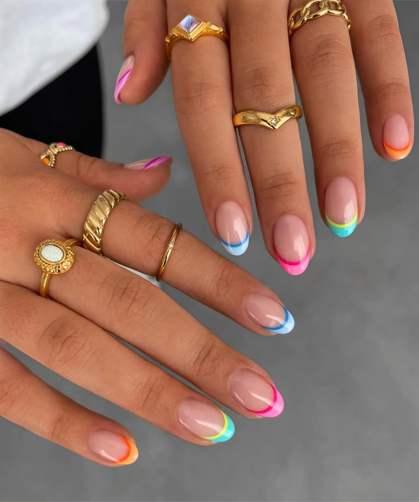 Two-Toned Colored French Tip Nails