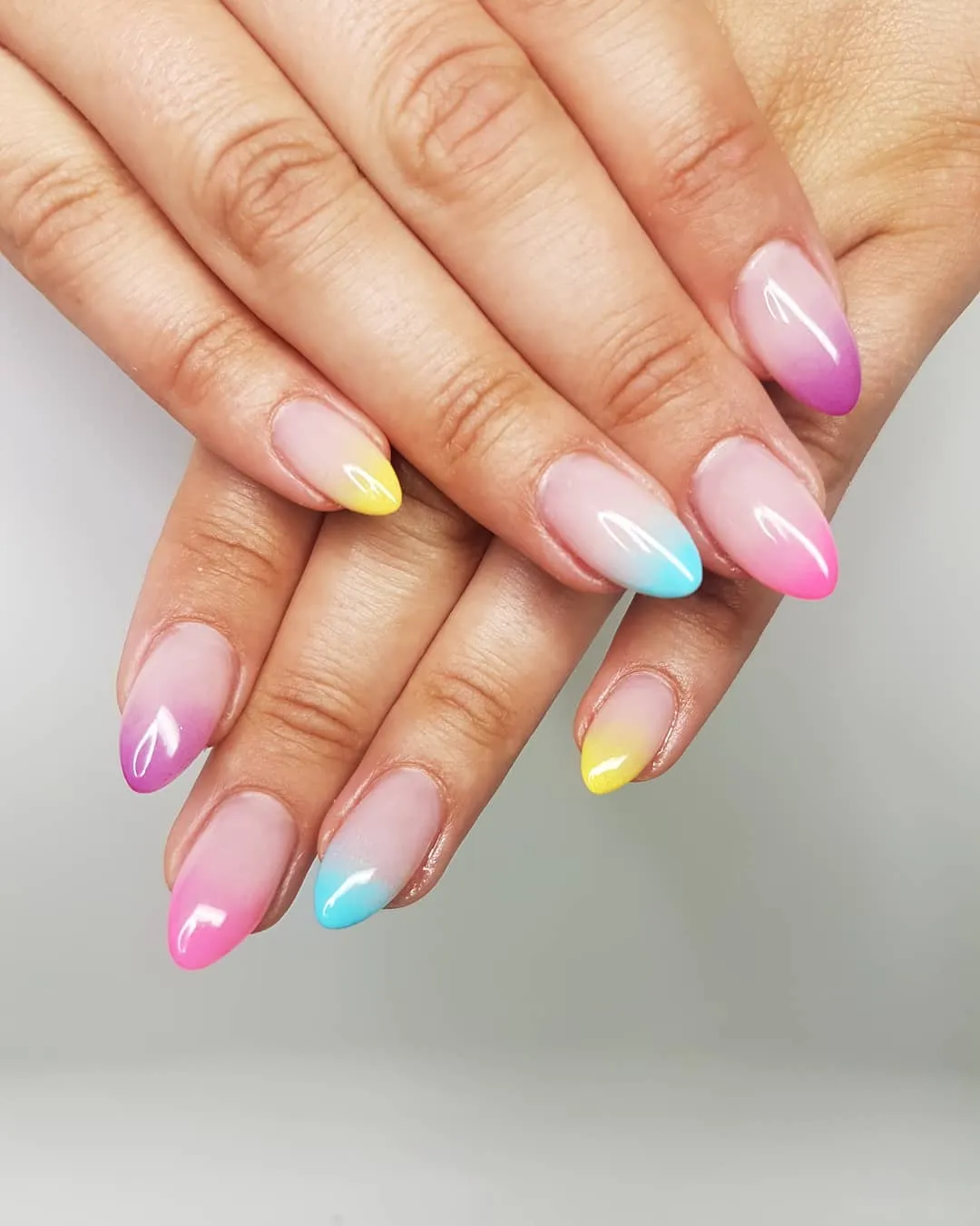 Rainbow Ombre French Manicure