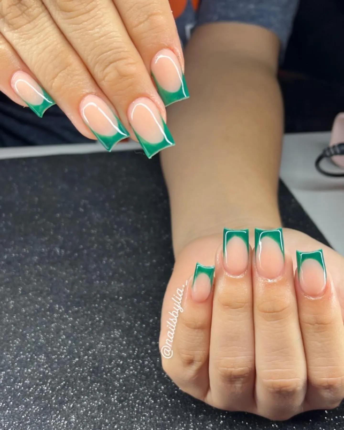 Green Chrome French Manicure