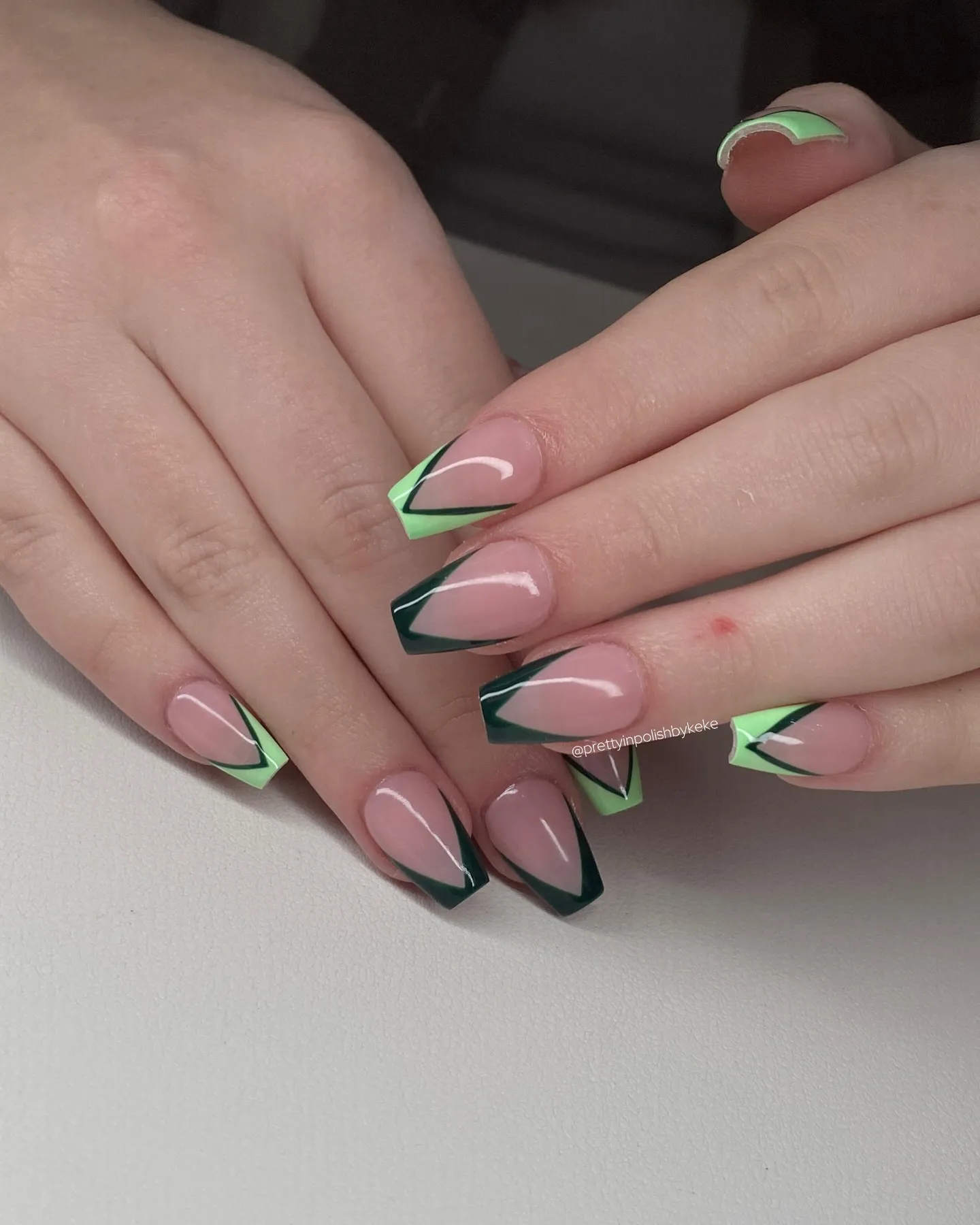 Green Chrome French Manicure