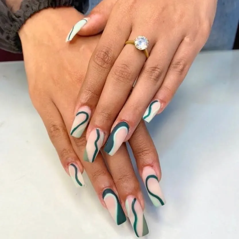 White Swirls Nails