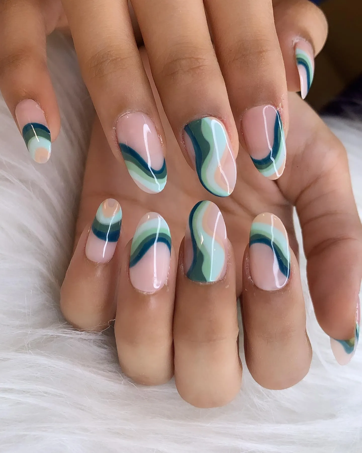 White Swirls Nails