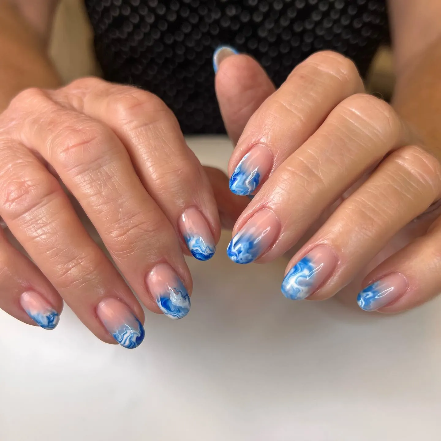 Blue French Nails