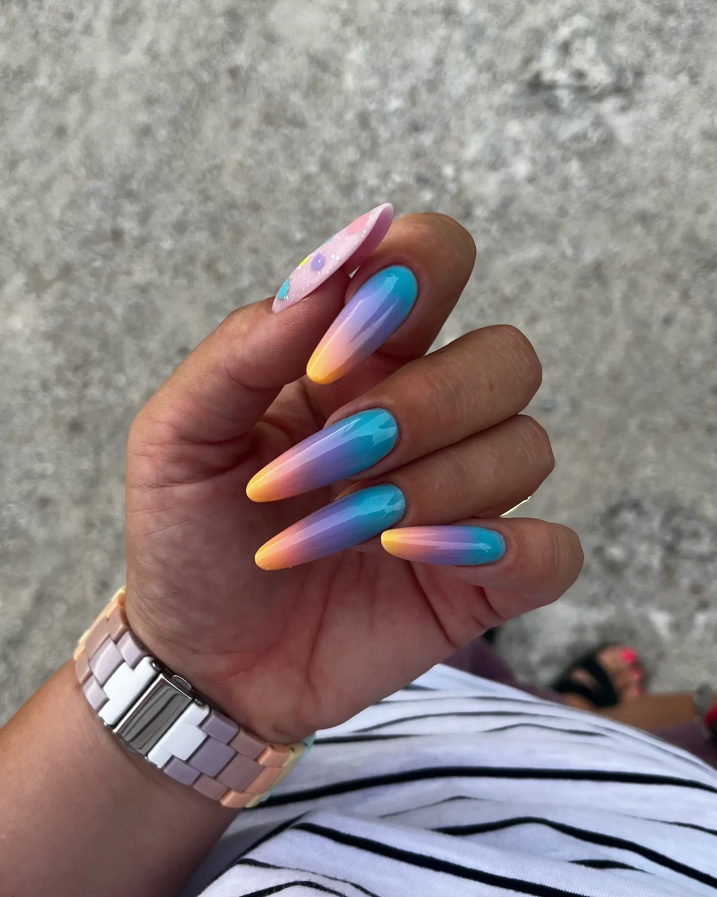 Chrome Ombre Nails With Metallic Accent