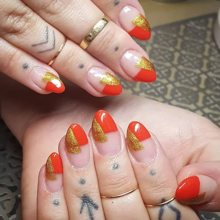 Split Color Glitter French Tips Split Color Glitter French Tips