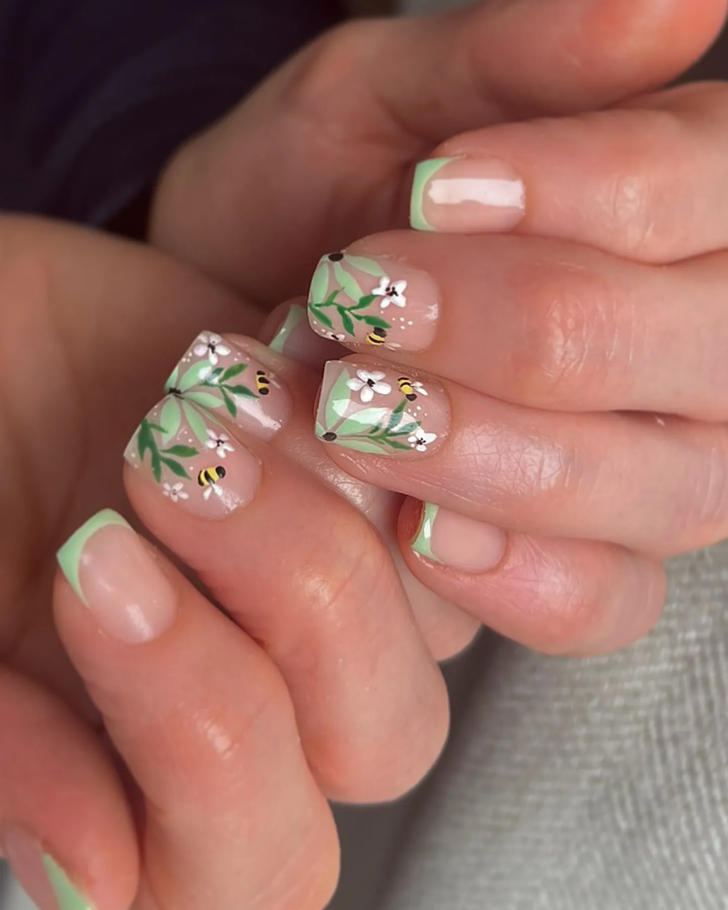 Floral Pop Square French Tip Nails