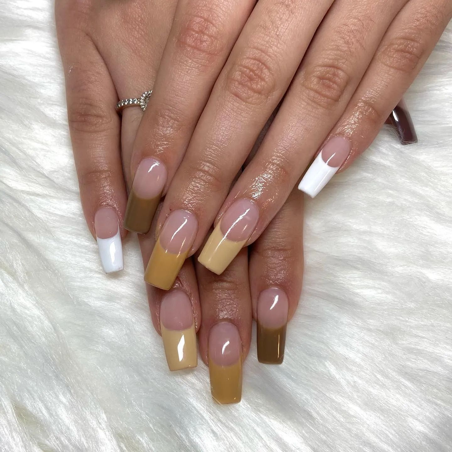 Earth Tone Square Nails