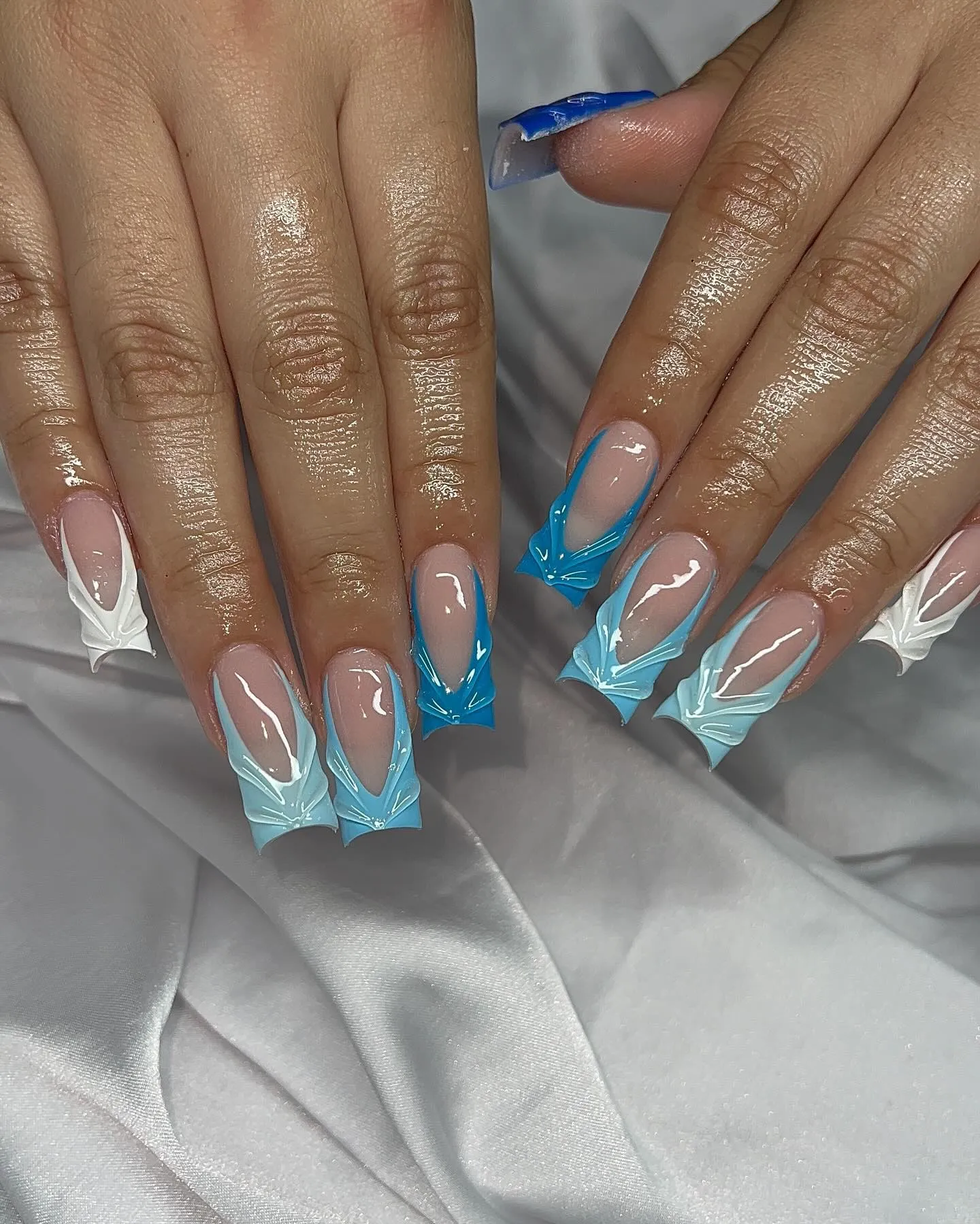 Blue French Tip Nails for Special Occasions