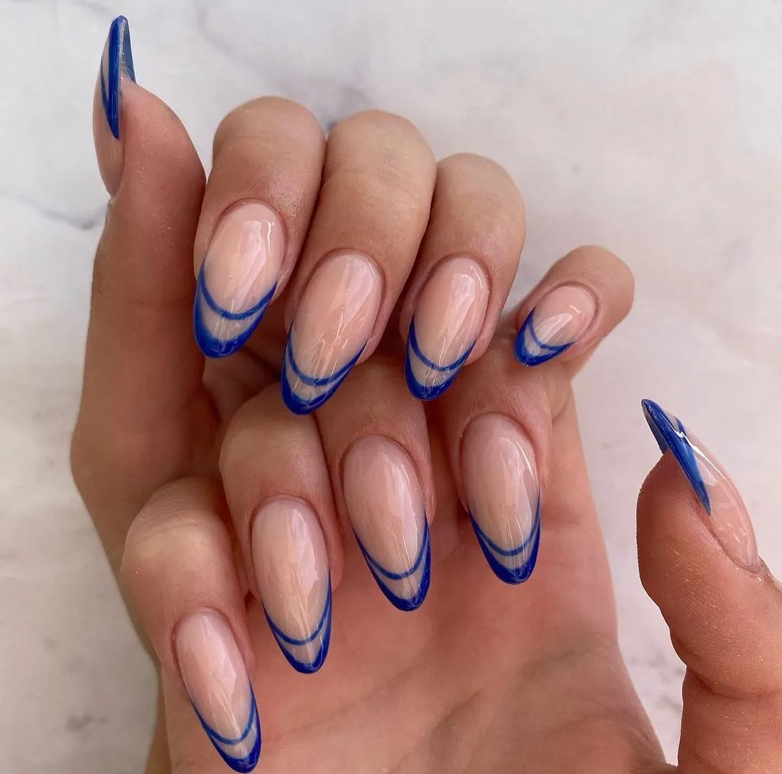 Blue French Tip Nails for Special Occasions