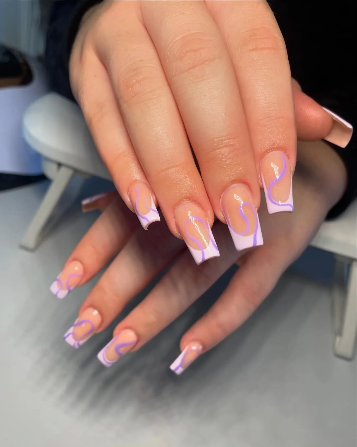 Wavy Purple French Tip Nails