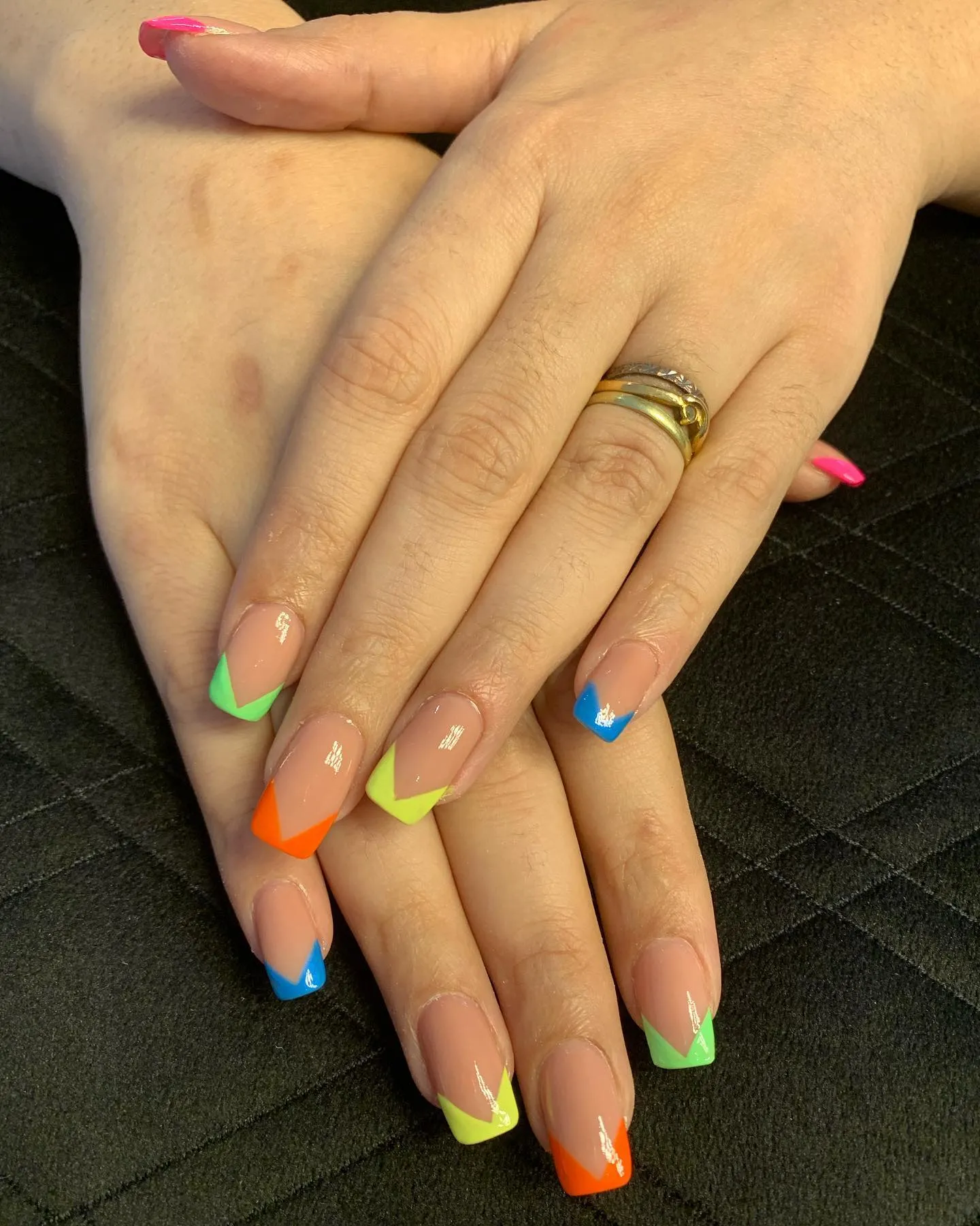 Neon Green French Tip Nails