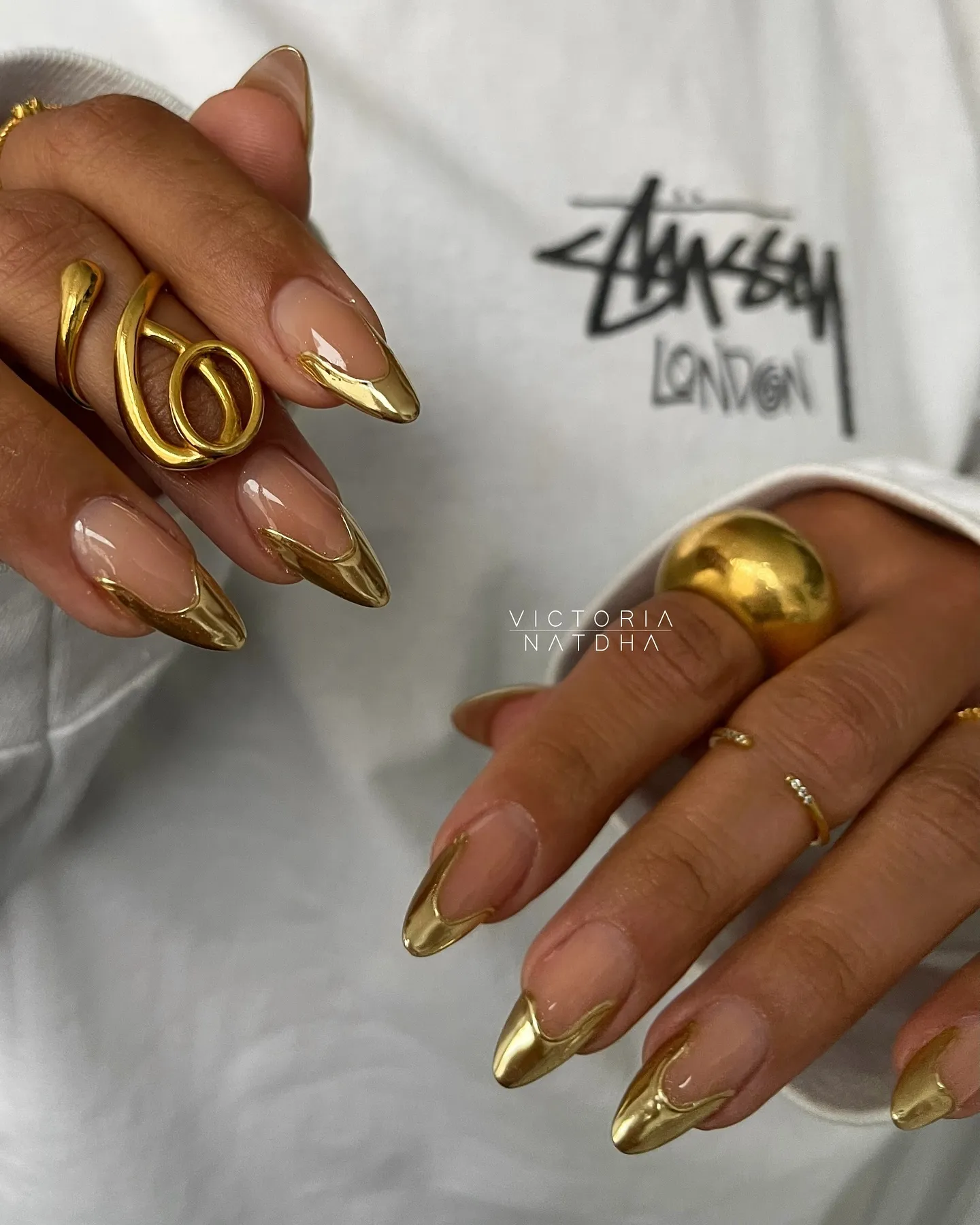 Gold Foil Accents Nails