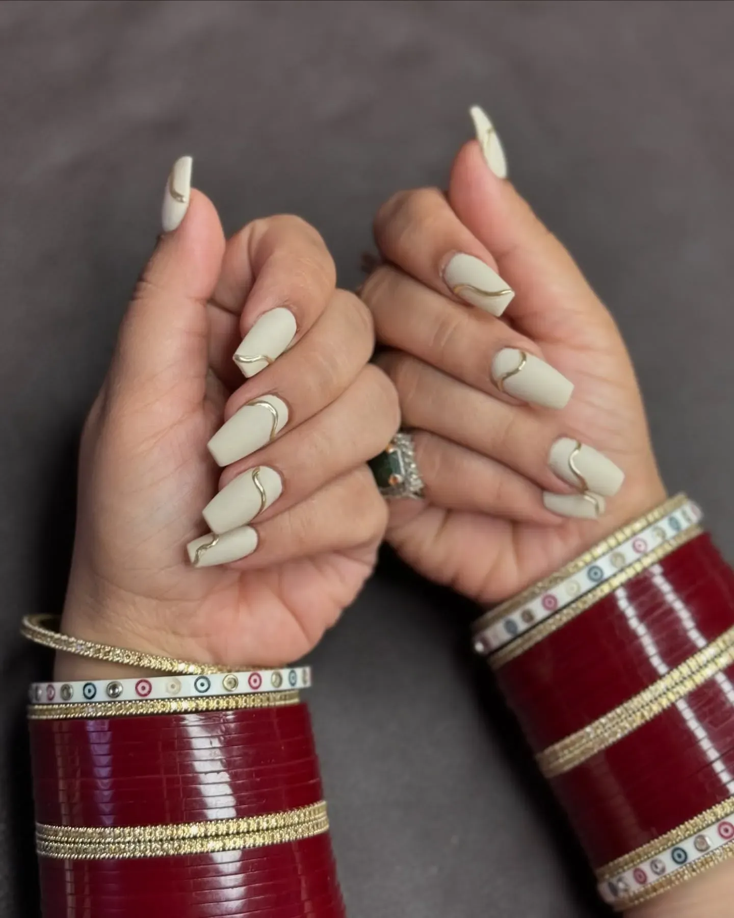 Greige Short Coffin Nails