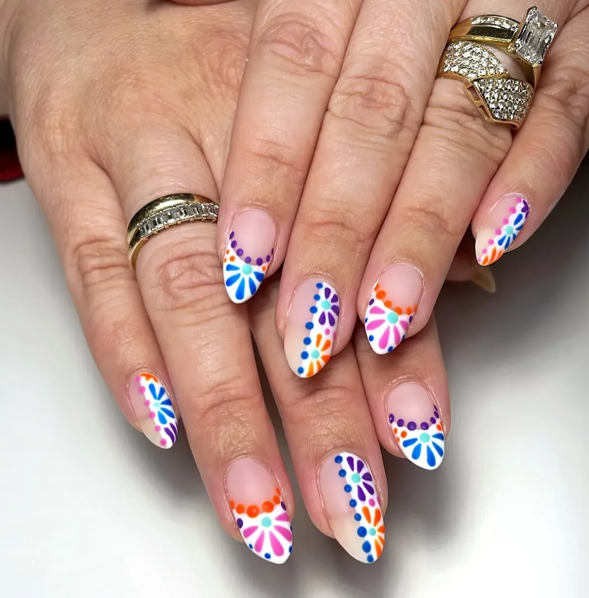 Colorful Geometric Short Nails