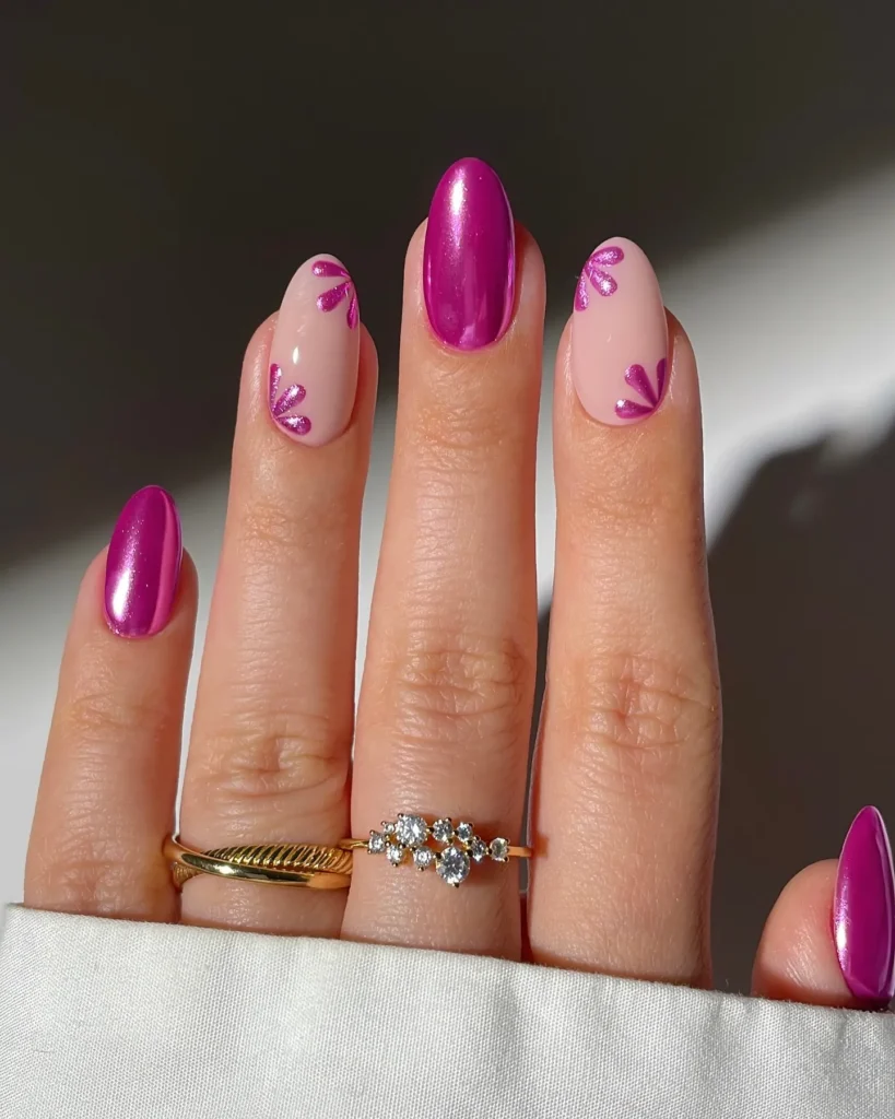 Pink Chrome Blush Nails