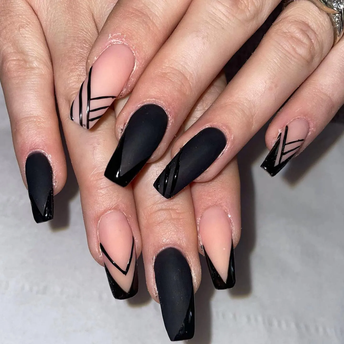 Classic Black Matte Nails