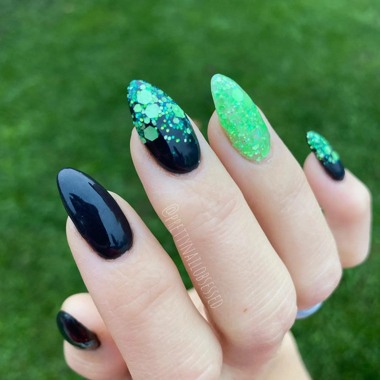 Black and Green Nails