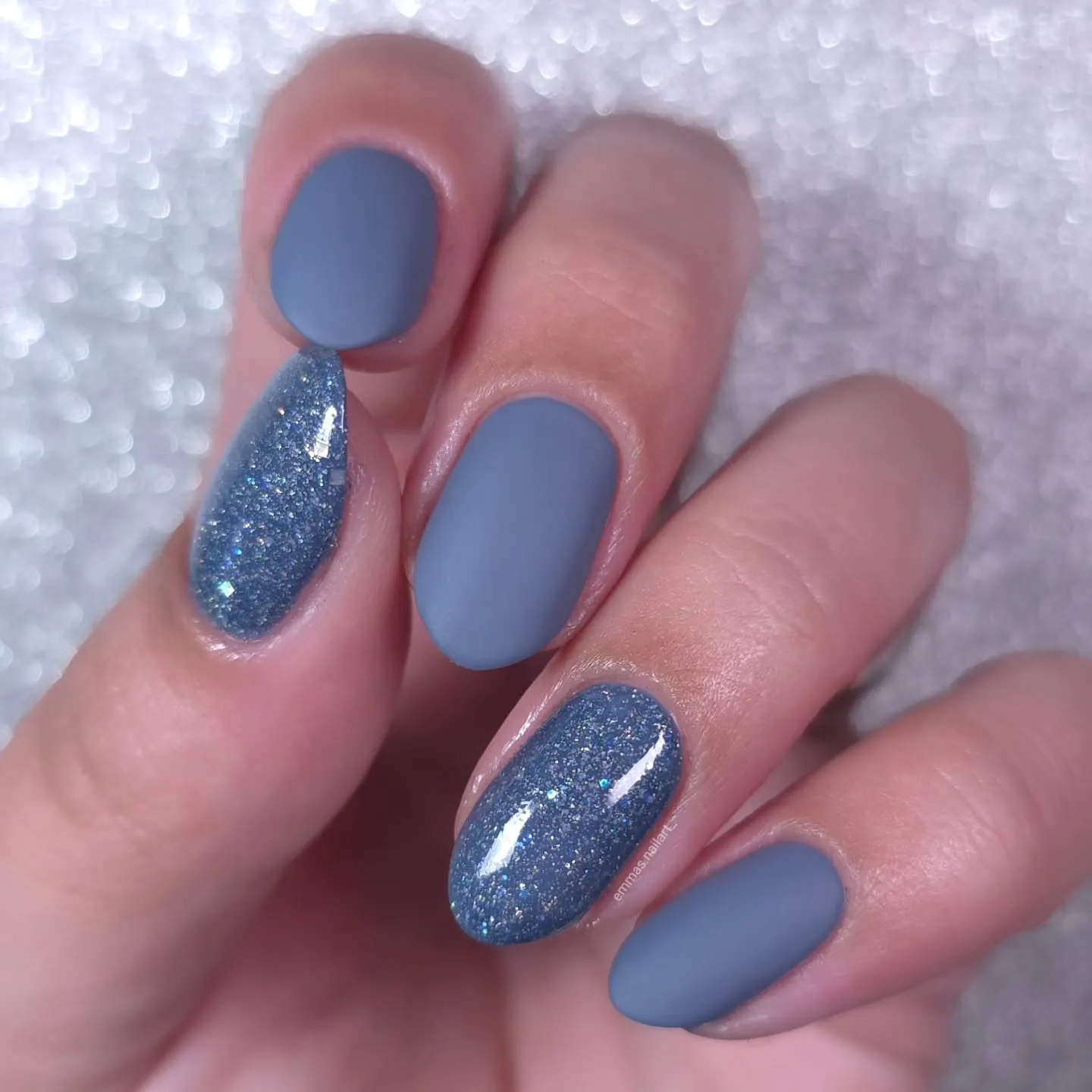 Glitter Accents Matte Nails