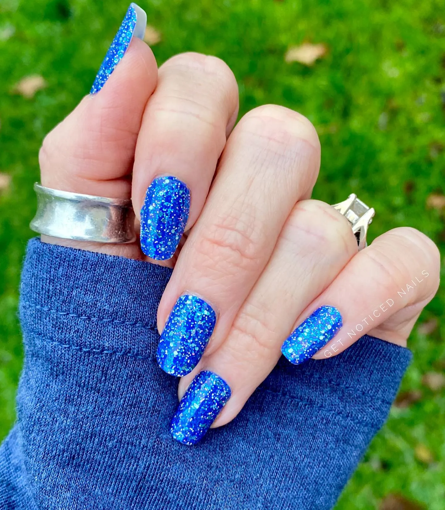 Royal Blue Glitter Nails