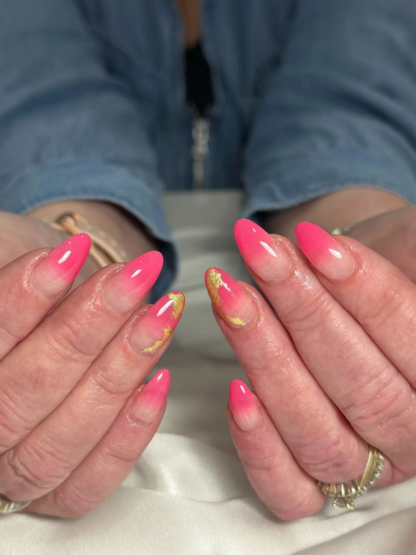 Pink and Gold Ombre Nails