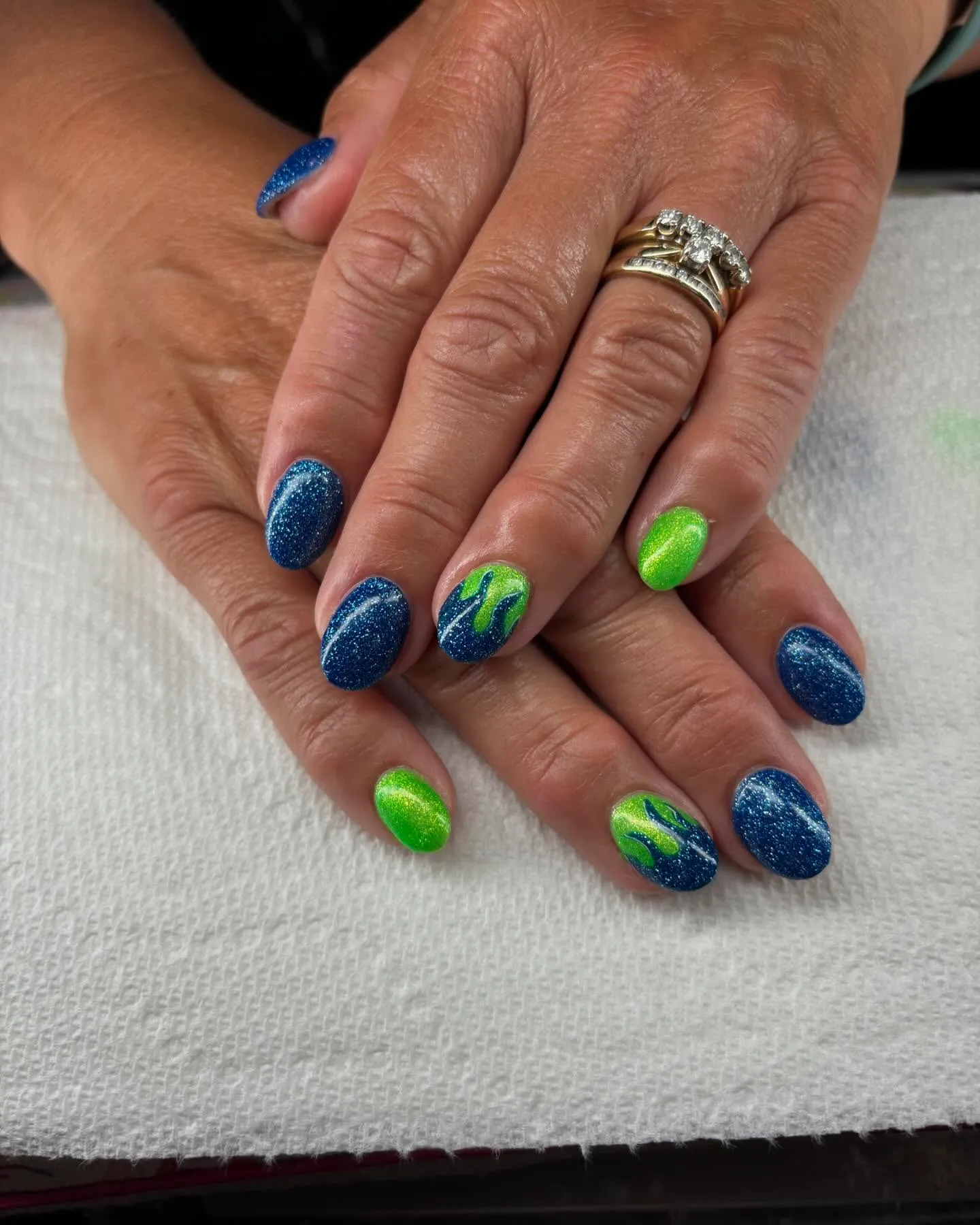 Blue and Green Nails