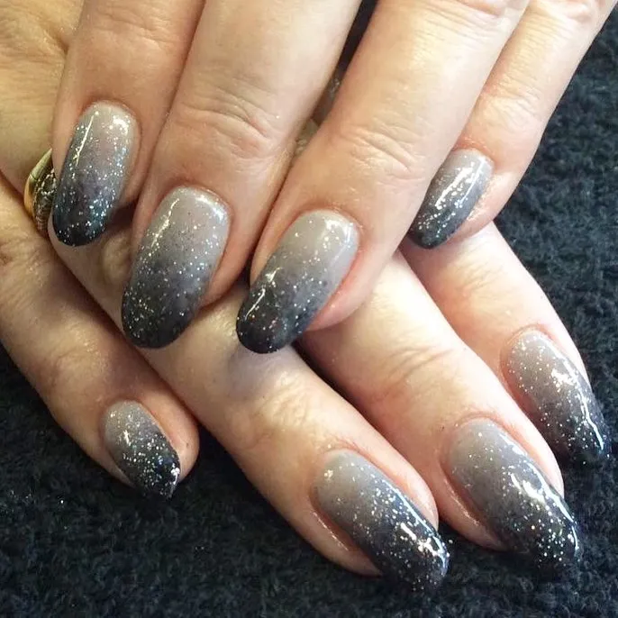 Silver and Black Nails