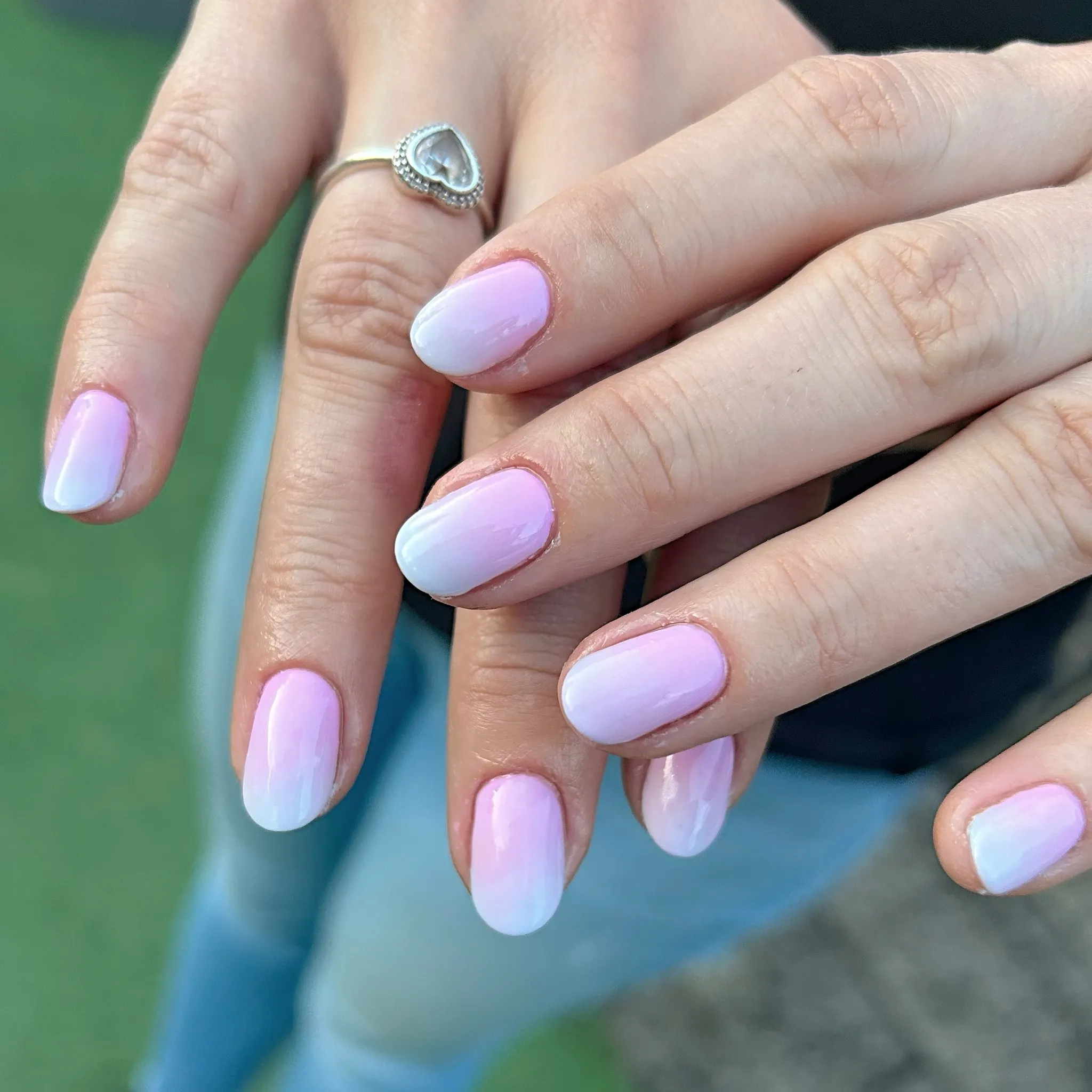 Pink and Blue Ombre Nails