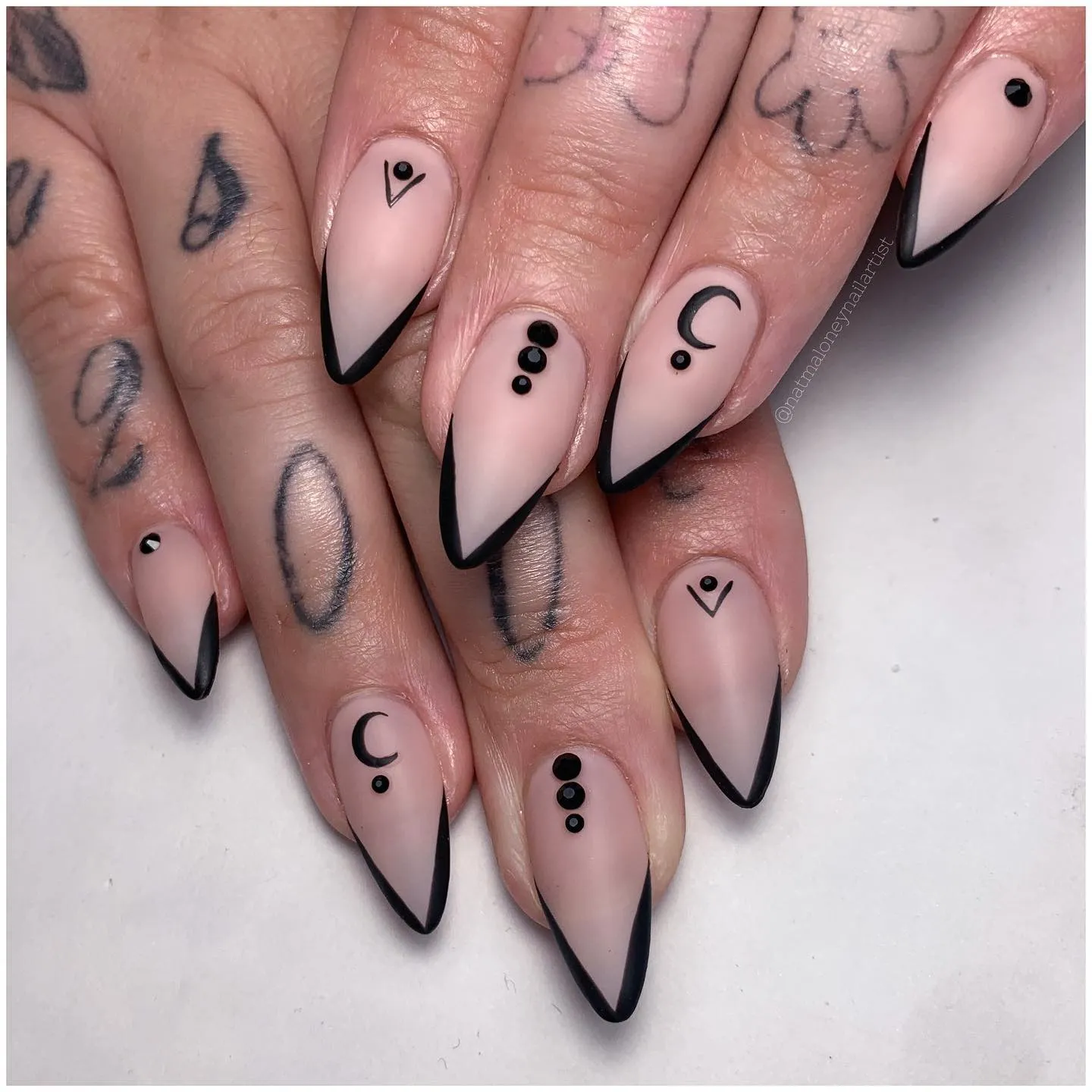 Reverse French Black Matte Nails