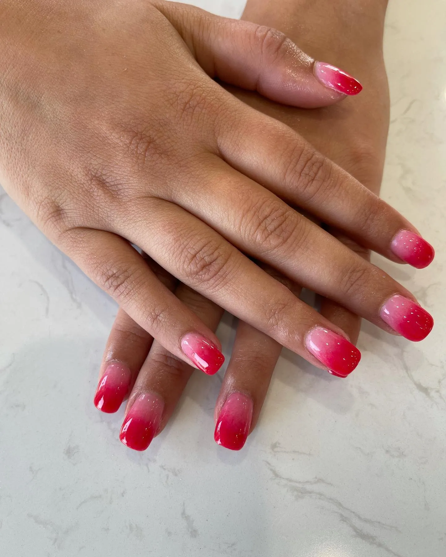 Pink and Red Ombre Nails