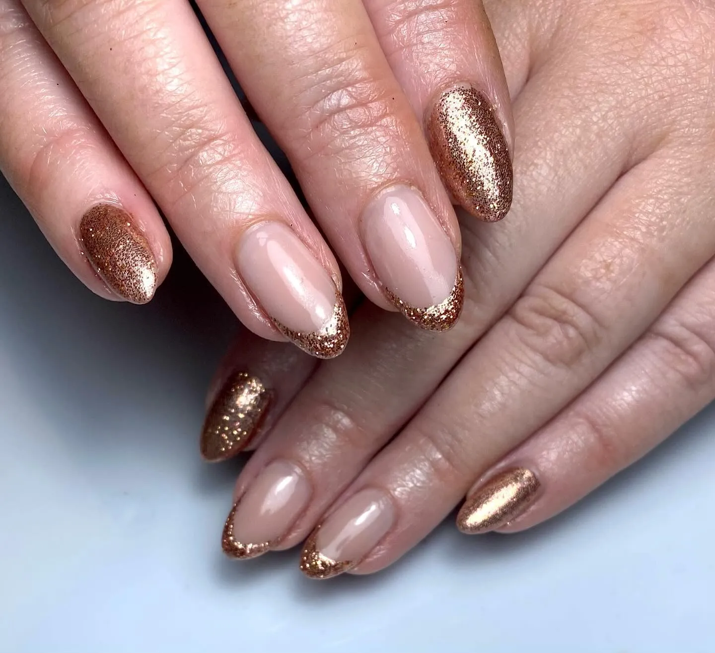 Almond-Shaped Rose Gold Nails