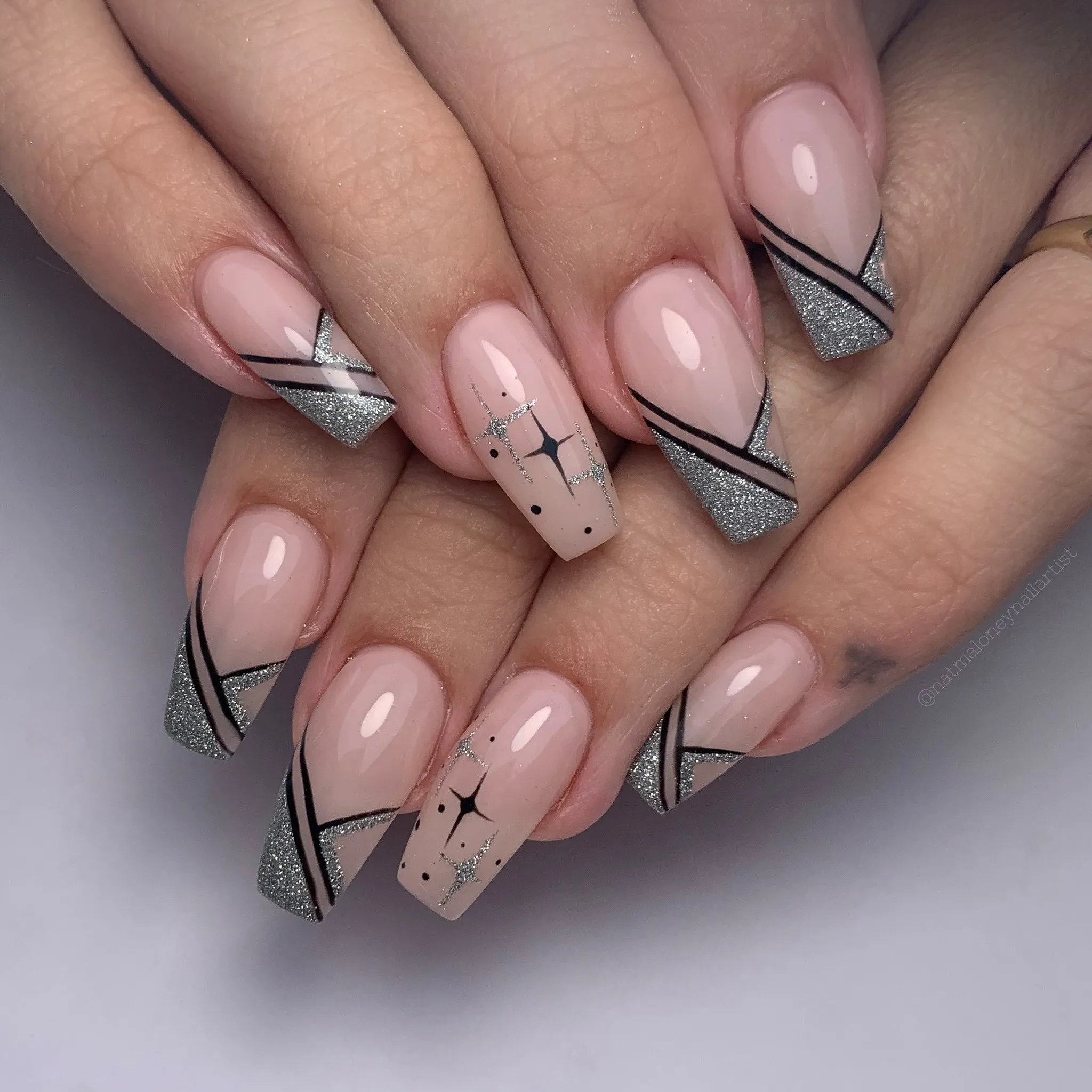 Silver Glitter Triangles